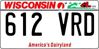 WI license plate 612VRD