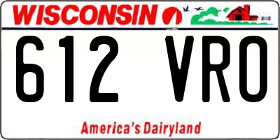 WI license plate 612VRO