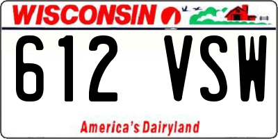 WI license plate 612VSW