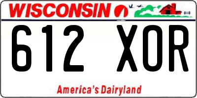 WI license plate 612XOR