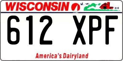 WI license plate 612XPF