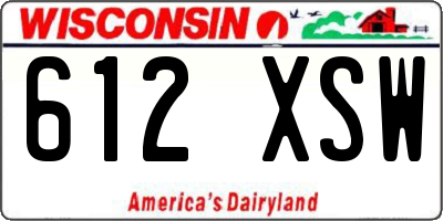 WI license plate 612XSW