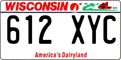 WI license plate 612XYC