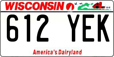 WI license plate 612YEK