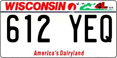 WI license plate 612YEQ