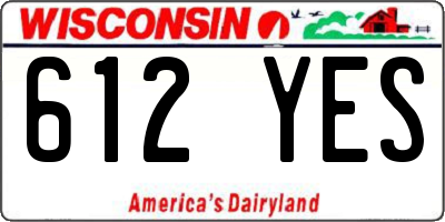WI license plate 612YES