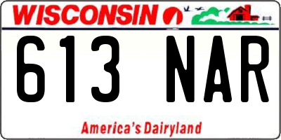 WI license plate 613NAR