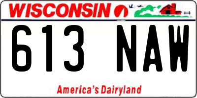 WI license plate 613NAW