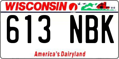 WI license plate 613NBK