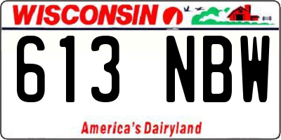 WI license plate 613NBW