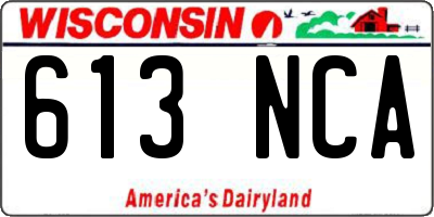 WI license plate 613NCA
