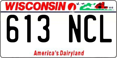 WI license plate 613NCL