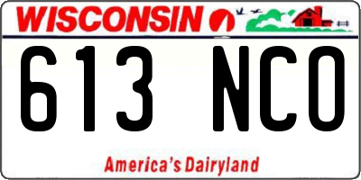 WI license plate 613NCO