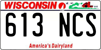 WI license plate 613NCS