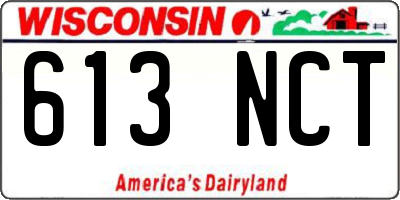 WI license plate 613NCT