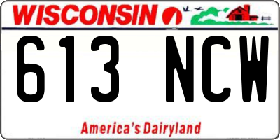 WI license plate 613NCW