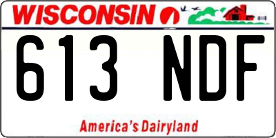 WI license plate 613NDF