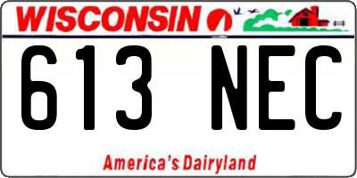 WI license plate 613NEC