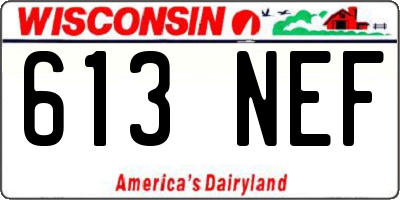 WI license plate 613NEF