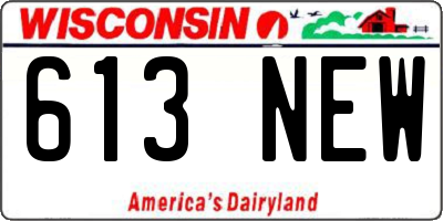 WI license plate 613NEW