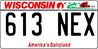 WI license plate 613NEX