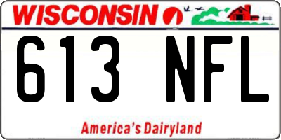 WI license plate 613NFL