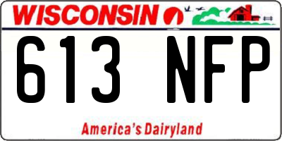 WI license plate 613NFP