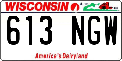 WI license plate 613NGW