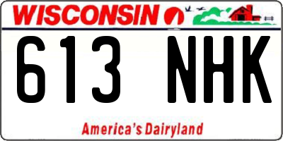 WI license plate 613NHK