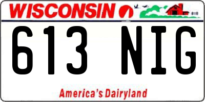 WI license plate 613NIG