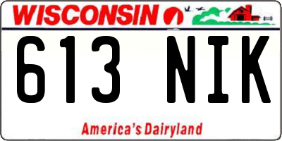 WI license plate 613NIK