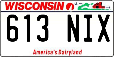 WI license plate 613NIX