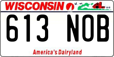 WI license plate 613NOB