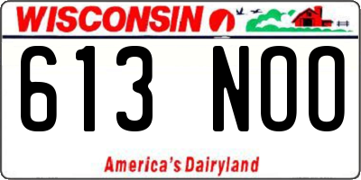 WI license plate 613NOO
