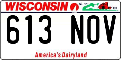 WI license plate 613NOV