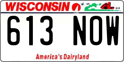 WI license plate 613NOW