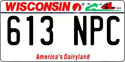 WI license plate 613NPC