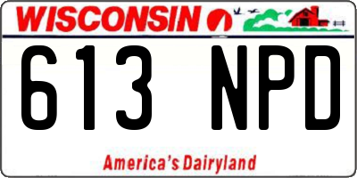 WI license plate 613NPD