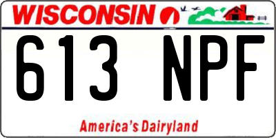 WI license plate 613NPF