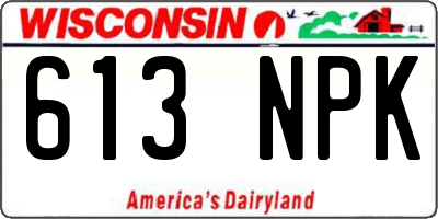 WI license plate 613NPK