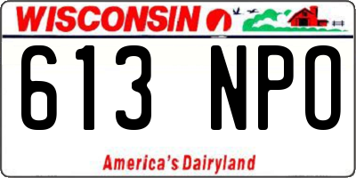 WI license plate 613NPO