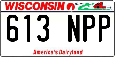 WI license plate 613NPP