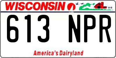 WI license plate 613NPR