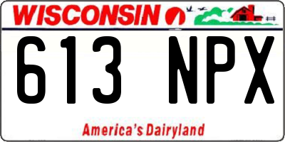 WI license plate 613NPX