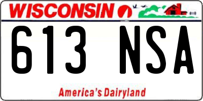 WI license plate 613NSA
