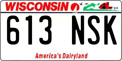 WI license plate 613NSK