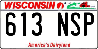 WI license plate 613NSP