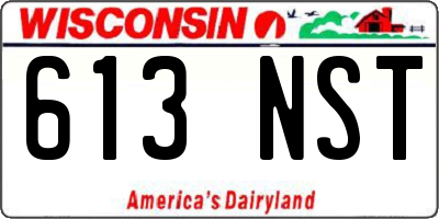 WI license plate 613NST