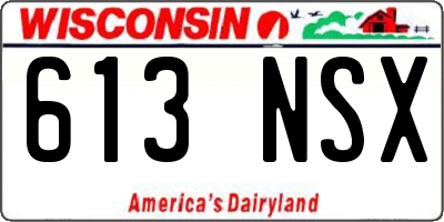 WI license plate 613NSX