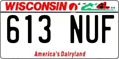 WI license plate 613NUF